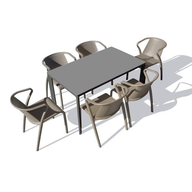 Ensemble repas en aluminium laqué MEET gris anthracite <span itemprop=