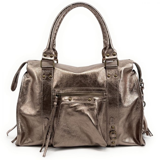 Sac à main en cuir brillant SANDSTORM Champagne champagne <span itemprop=