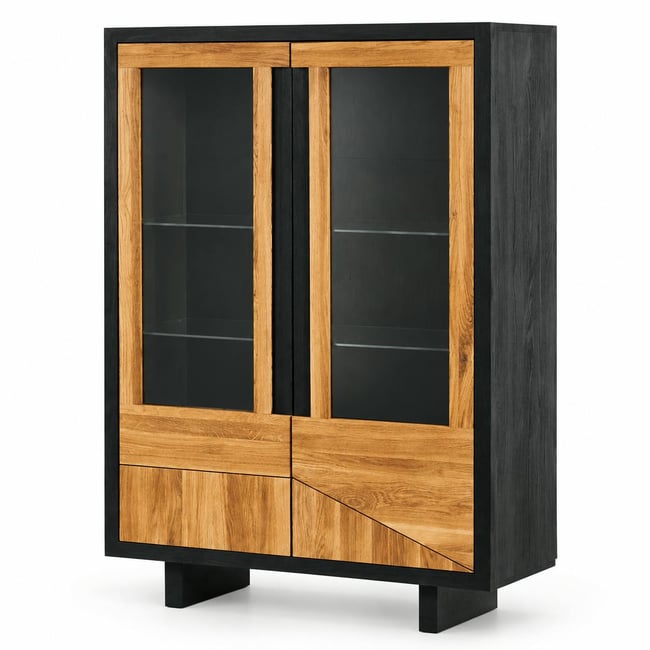 Buffet vitrine en bois FAIRLIE Couleur noir <span itemprop=