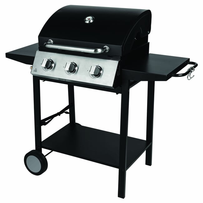 Barbecue à gaz sur chariot noir <span itemprop=