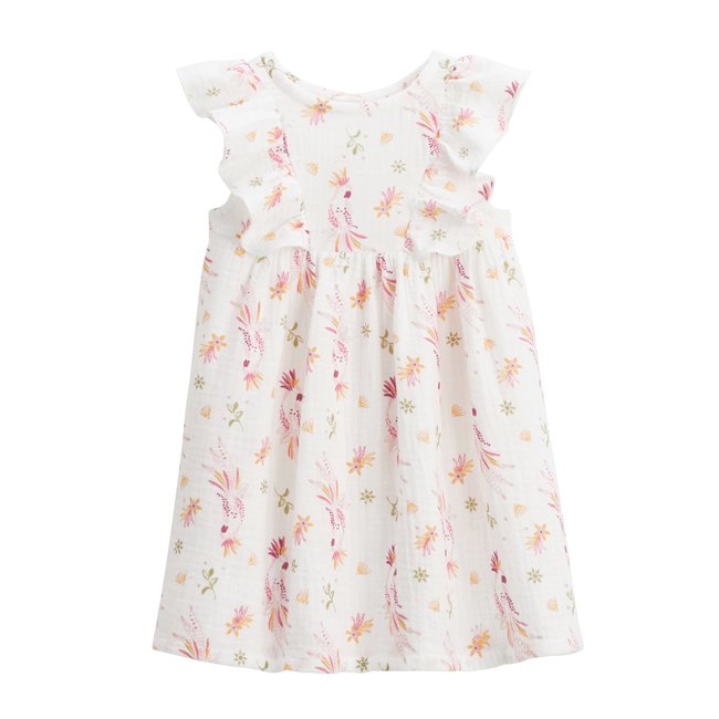 Robe enfant en gaze de coton Fiesta ecru <span itemprop=