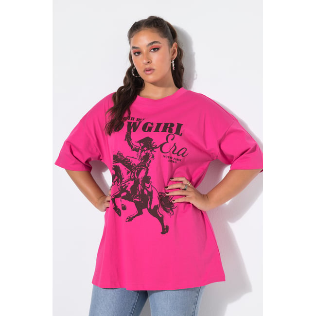 T-shirt oversize, imprimé sur le devant rose vif fuchsia <span itemprop=
