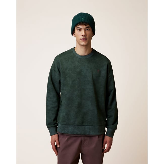 Sweat en molleton vert foncé chiné <span itemprop=
