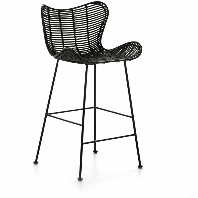 Tabouret de bar en osier, Aubert Couleur noir <span itemprop=