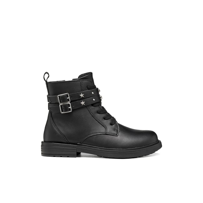 Eclair lace-up buckled ankle boots, black, GEOX