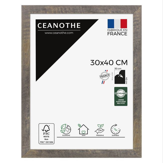 Cadre Photo 20x30 Cm/a4 Résine Recyclée ALIZEE Couleur brun <span itemprop=