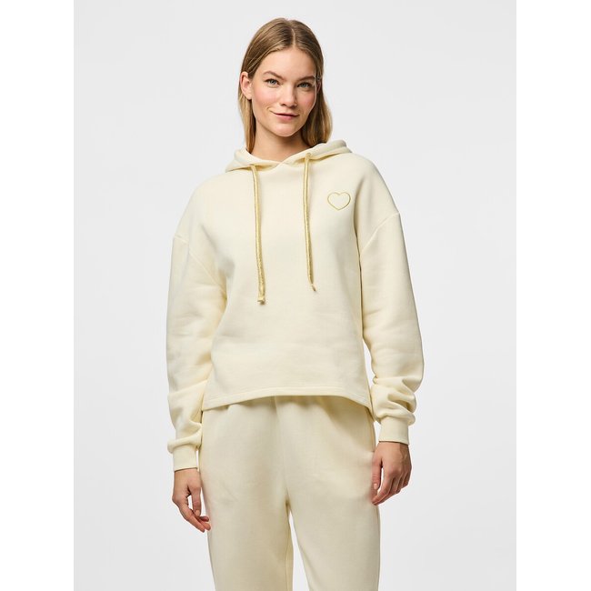 Sweat à capuche, motif devant  ecru <span itemprop=