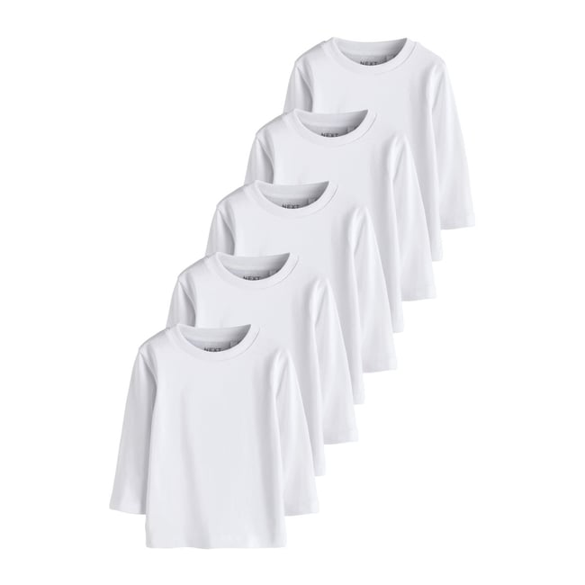 T-shirt à manches longues, lot de 5 blanc <span itemprop=