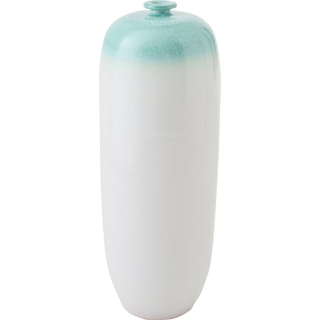 Vase en poterie fait main Couleur vert menthe et blanc <span itemprop=