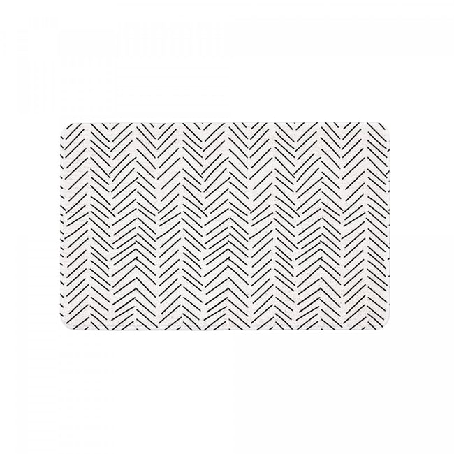 Tapis de bain antidérapant imprimé chevron RAY Couleur noir et blanc <span itemprop=