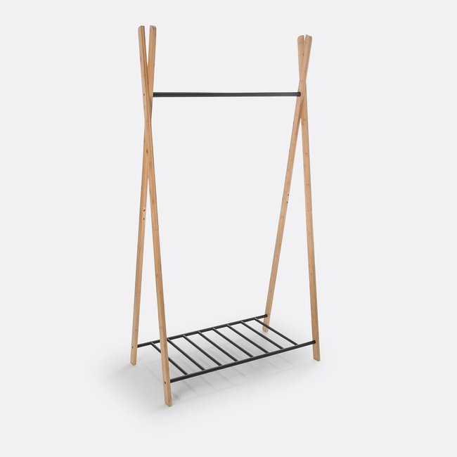 Kleiderständer Yaka, Bambus und Stahl schwarz/holz <span itemprop=