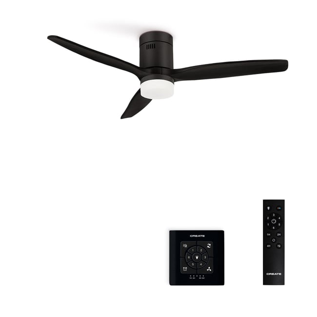 Ventilateur de plafond 40W avec lumière et contrôleur mural WIND CALM NATURAL WOOD - CREATE