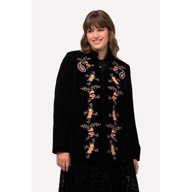 Blazer en velours à col montant et fermeture noir <span itemprop=