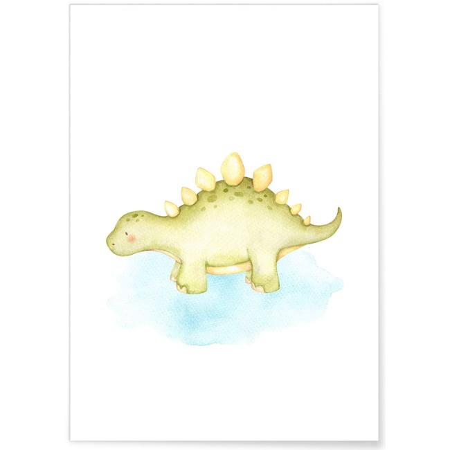 Affiche Enfant Stégosaure Couleur blanc <span itemprop=