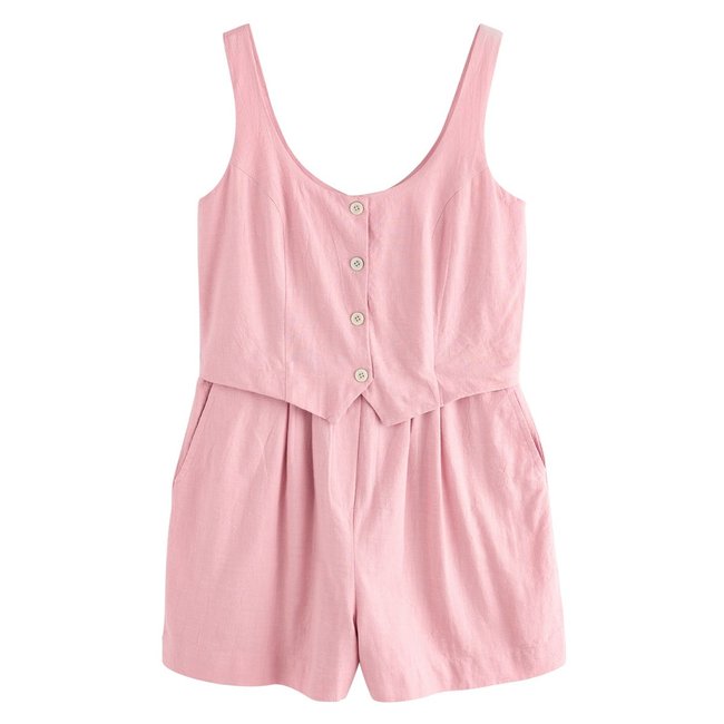 Combi-short style gilet sans manches rose pastel <span itemprop=