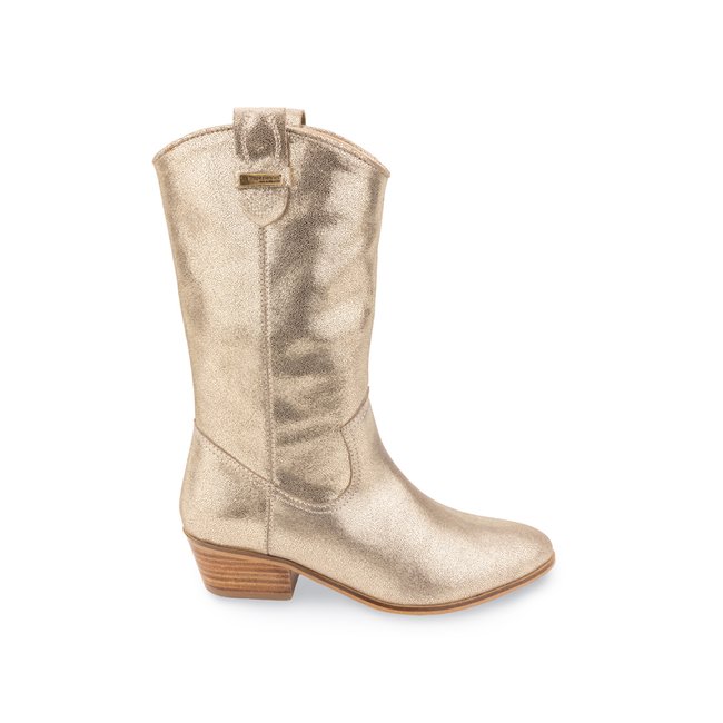 Santiags en cuir à talons LADYJA or <span itemprop=