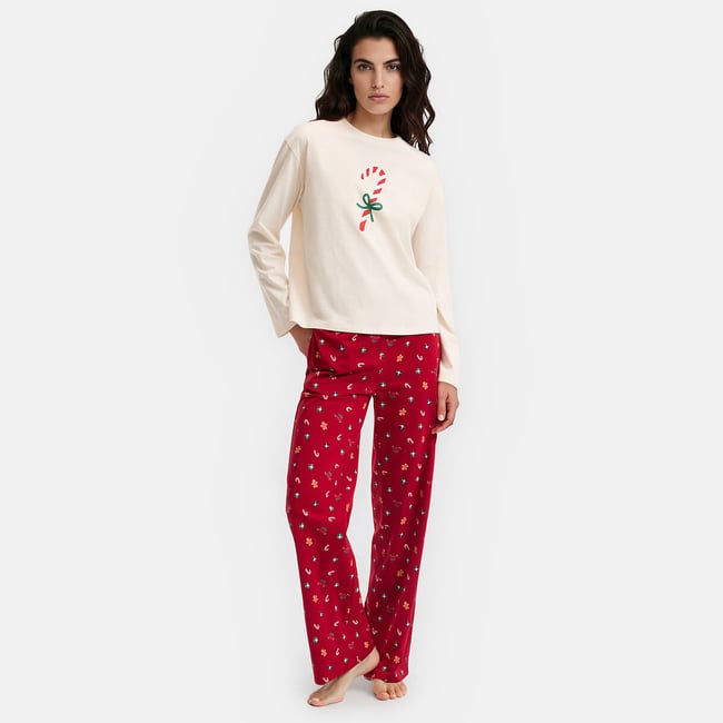Pyjama 2 pièces en jersey de coton, imprimé Noël imprimé <span itemprop=