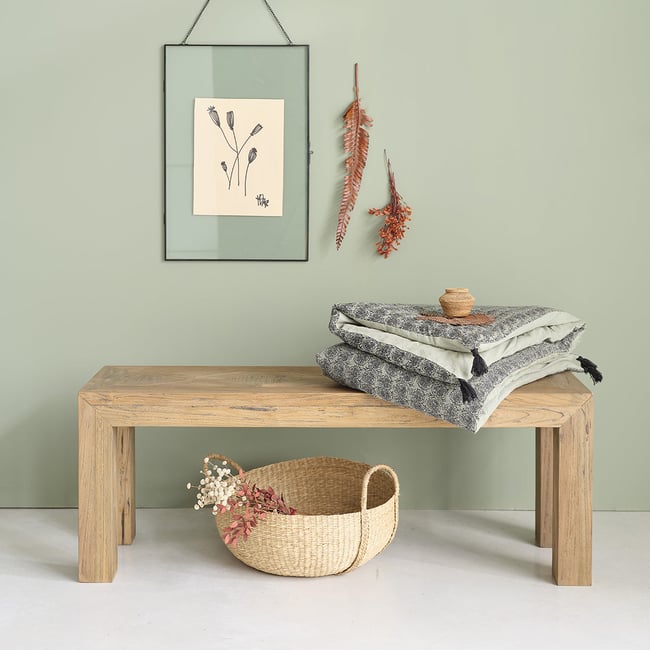 Banc en bois de teck recyclé massif 120 cm  CARGO Couleur naturel <span itemprop=