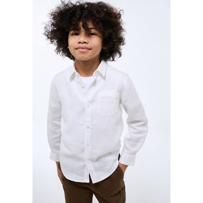 MONOPRIX - Chemise unie en 100% lin - BLANC - Masculin blanc <span itemprop=