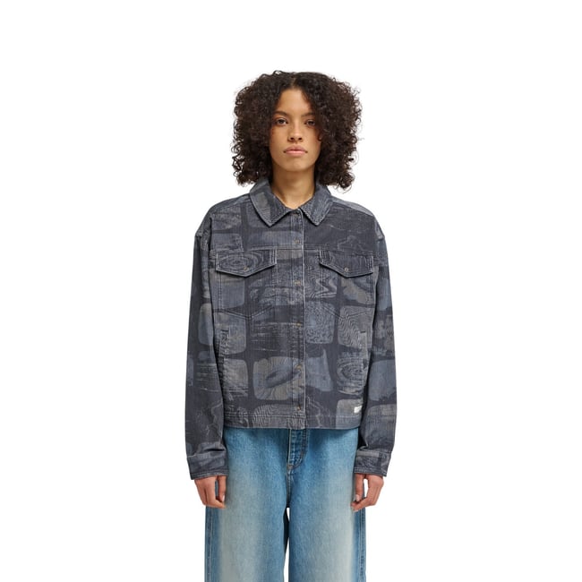 Chemise manches longues en velours côtelé PRINTED CORD bleu analog <span itemprop=