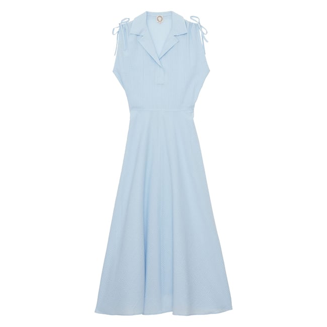 Robe cintrée Violine en coton bleu clair baby blue <span itemprop=