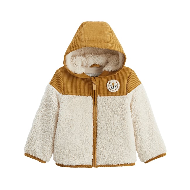 Veste enfant intérieur polaire avec capuche Charly camel <span itemprop=