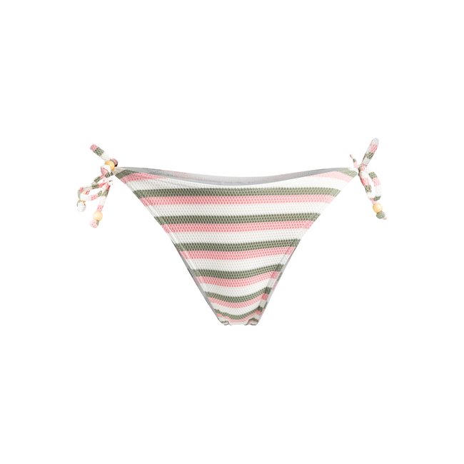 Bas de maillot de bain à couvrance échancrée SAIDIA. beige parchement wave runner stripe <span itemprop=