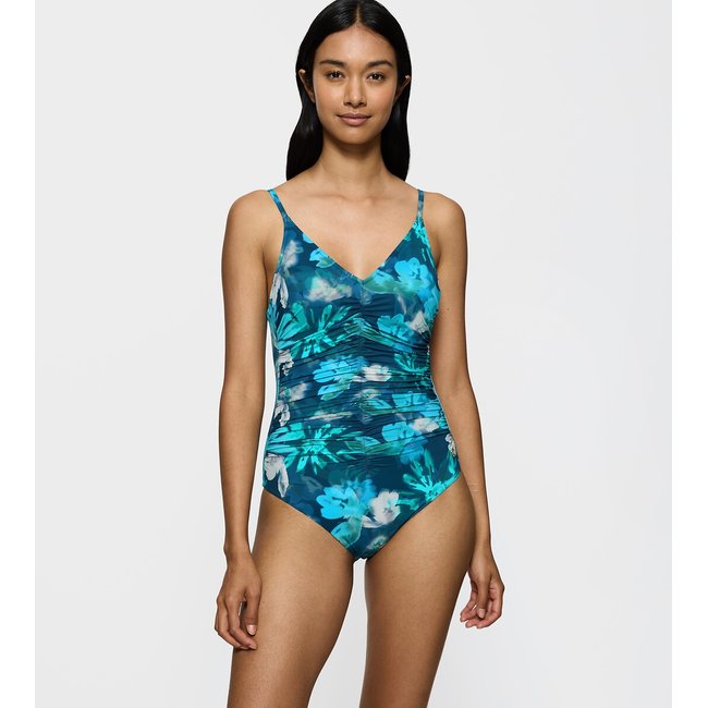 Summer Fleur Swimsuit, floral print/blue background, TRIUMPH