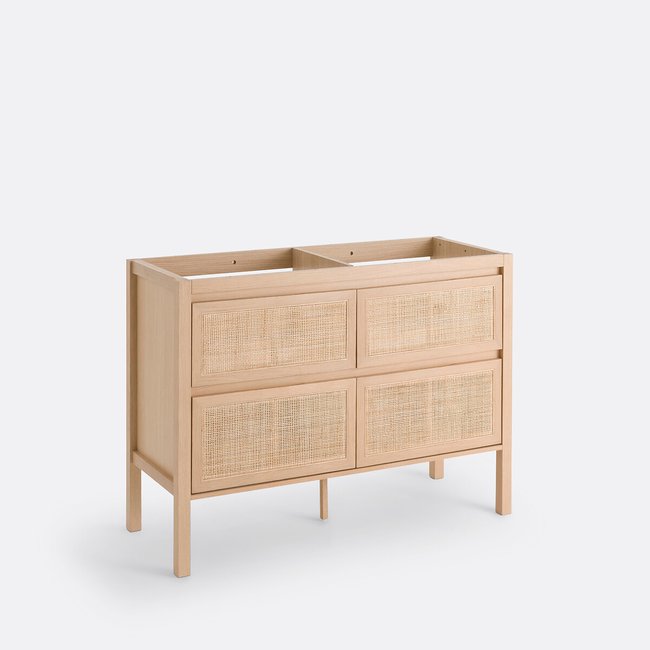 Lumpa L120cm Oak & Cane 4-Drawer Vanity Unit, natural, LA REDOUTE INTERIEURS