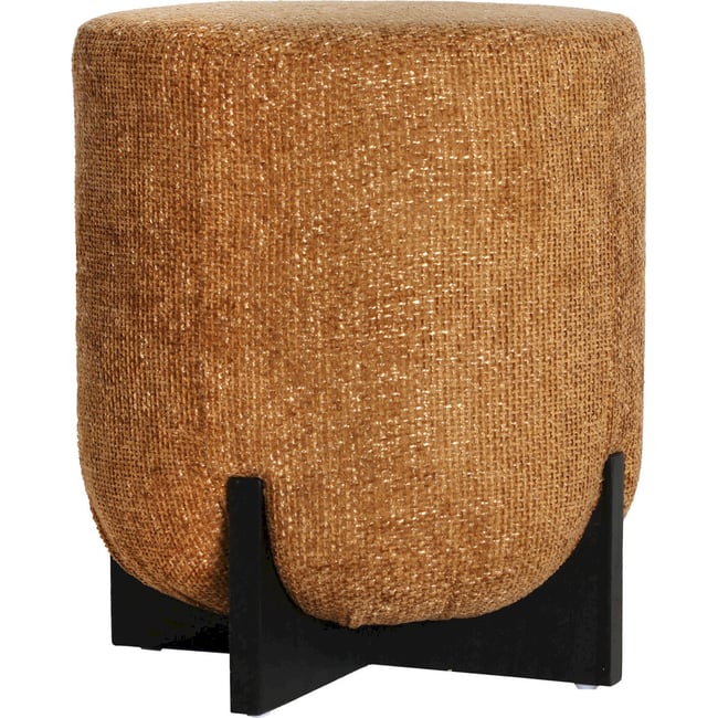Pouf rond collection S.SOUVENS Couleur ocre et noir <span itemprop=