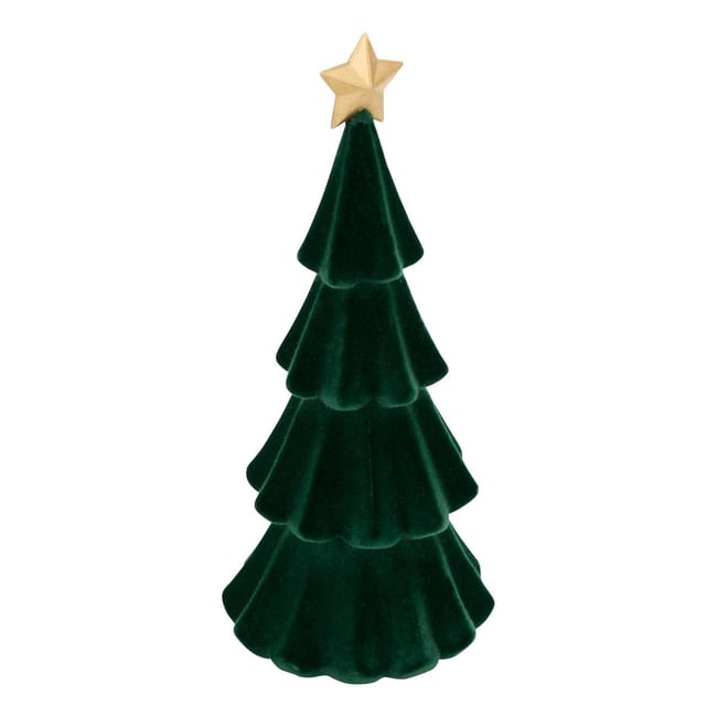 Sapin de Noël décoratif en velours vert H. 30 cm Couleur vert <span itemprop=