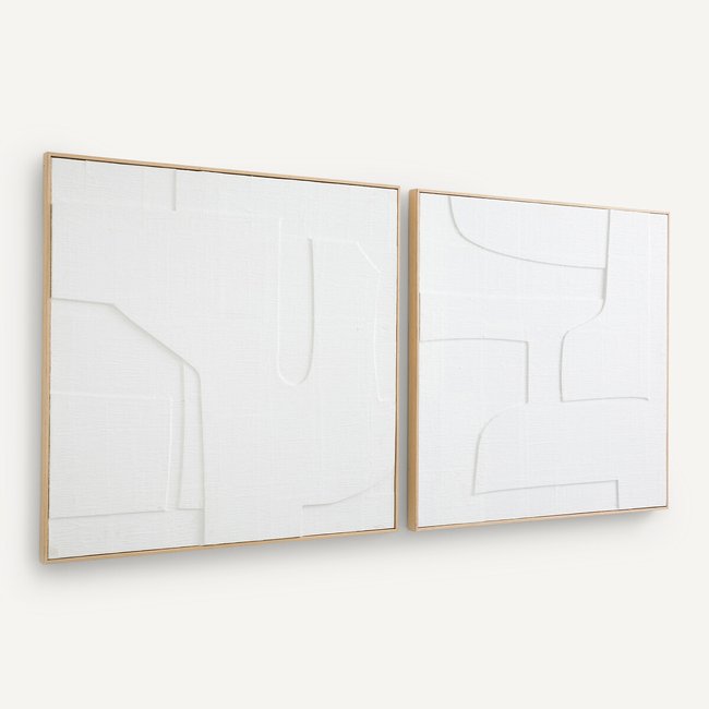 Set of 2 Hekatos Embossed Paper Frames white AM.PM