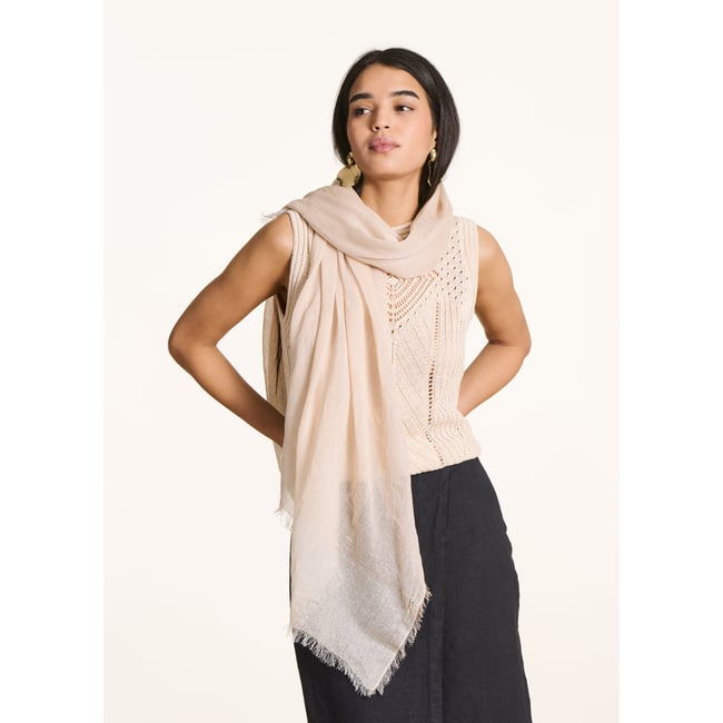 Foulard en coton avec fil textile ecru <span itemprop=