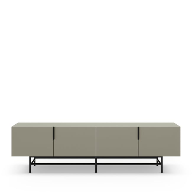 Meuble TV 4 portes en bois et métal L200cm- VINTARA Couleur vert amande <span itemprop=