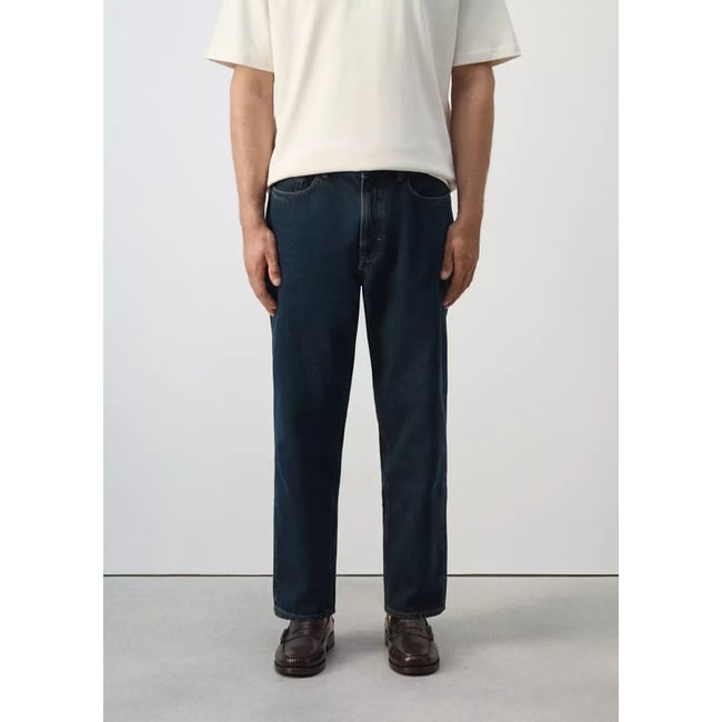Jean Sammy court coupe carotte bleu foncé intense <span itemprop=