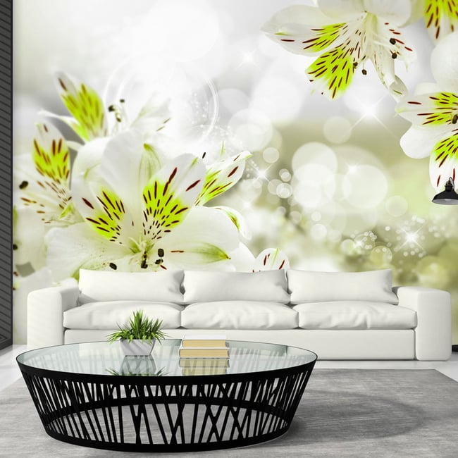 Papier peint intissé panoramique Fleurs Southern Princess Couleur vert <span itemprop=