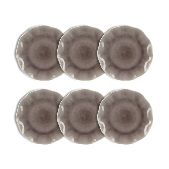 Lot de 6 assiettes plates 26,5cm en grès, NOVA Couleur blanc-violet <span itemprop=