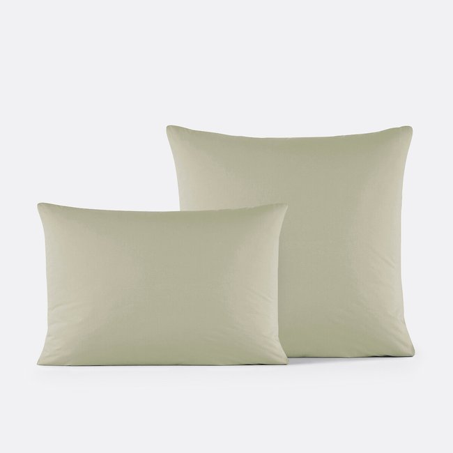 Taie oreiller unie percale de coton Scenario  vert thé <span itemprop=
