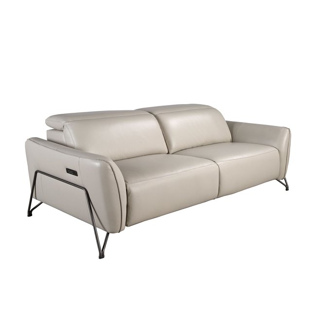 Canapé de relaxation 3 places en cuir Couleur sable | acier noirci <span itemprop=