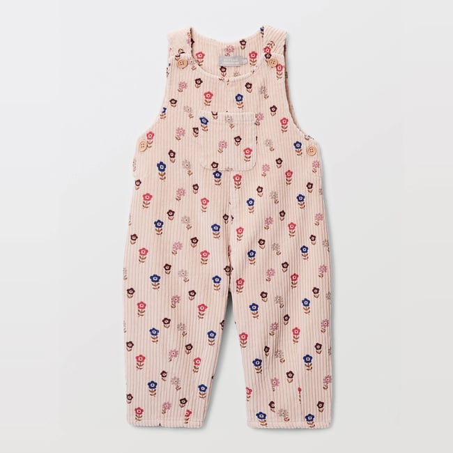 Salopette longue en velours imprimé en coton BIO GOTS calisson <span itemprop=