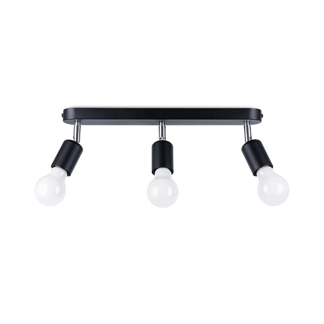 Plafonnier Acier Noir E27 3 Fornes Couleur noir <span itemprop=