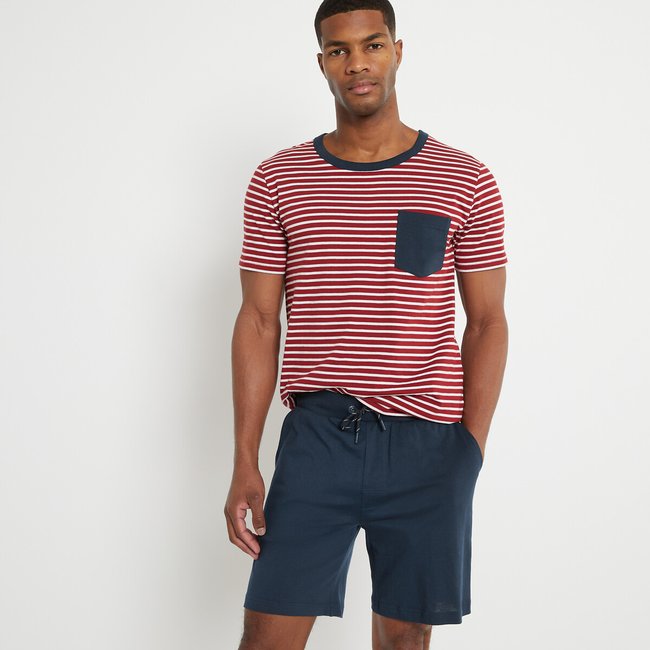 Striped Short Pyjamas, navy striped, LA REDOUTE COLLECTIONS