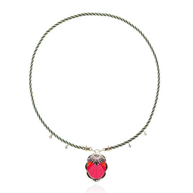 Collier sautoir en cordon avec charm central LEOPOLDA multicolore <span itemprop=