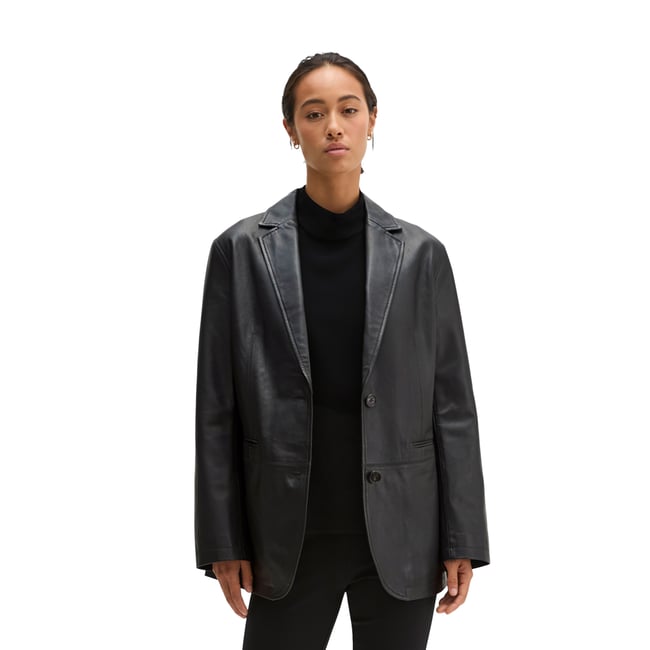 Blazer en cuir coupe classique en cuir nappa d'agneau souple - MARC O'POLO