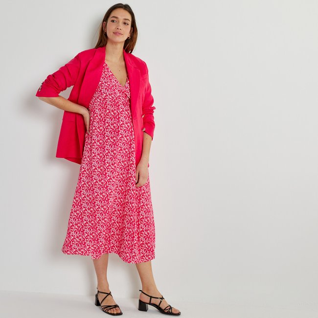Vestido cruzado, estampado gráfico, para grávida estampado rosa <span itemprop=
