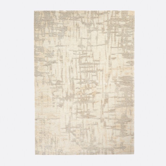Tapis tissé plat motifs abstraits, Aruni Couleur beige <span itemprop=