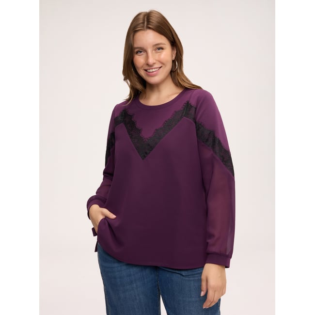 Sweat avec inserts violet <span itemprop=