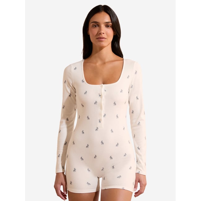 Combishort en pointelle à motif noeuds BASYLE ecru <span itemprop=