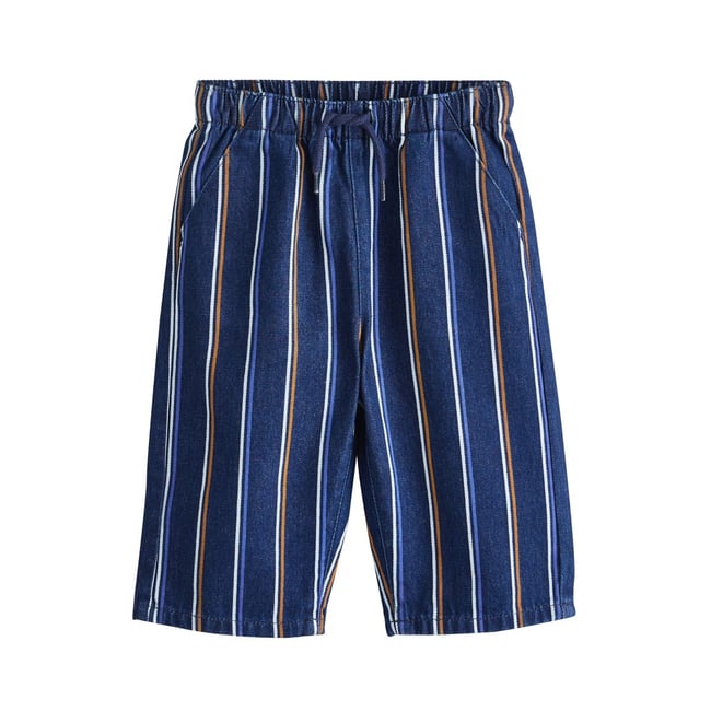 Jean large à enfiler rayures multicolores <span itemprop=