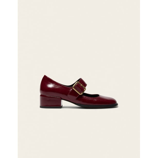 Escarpins AMARI cuir plissé bordeaux <span itemprop=